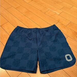 Men's Navy Athletic Swim Shorts with Subtle Print